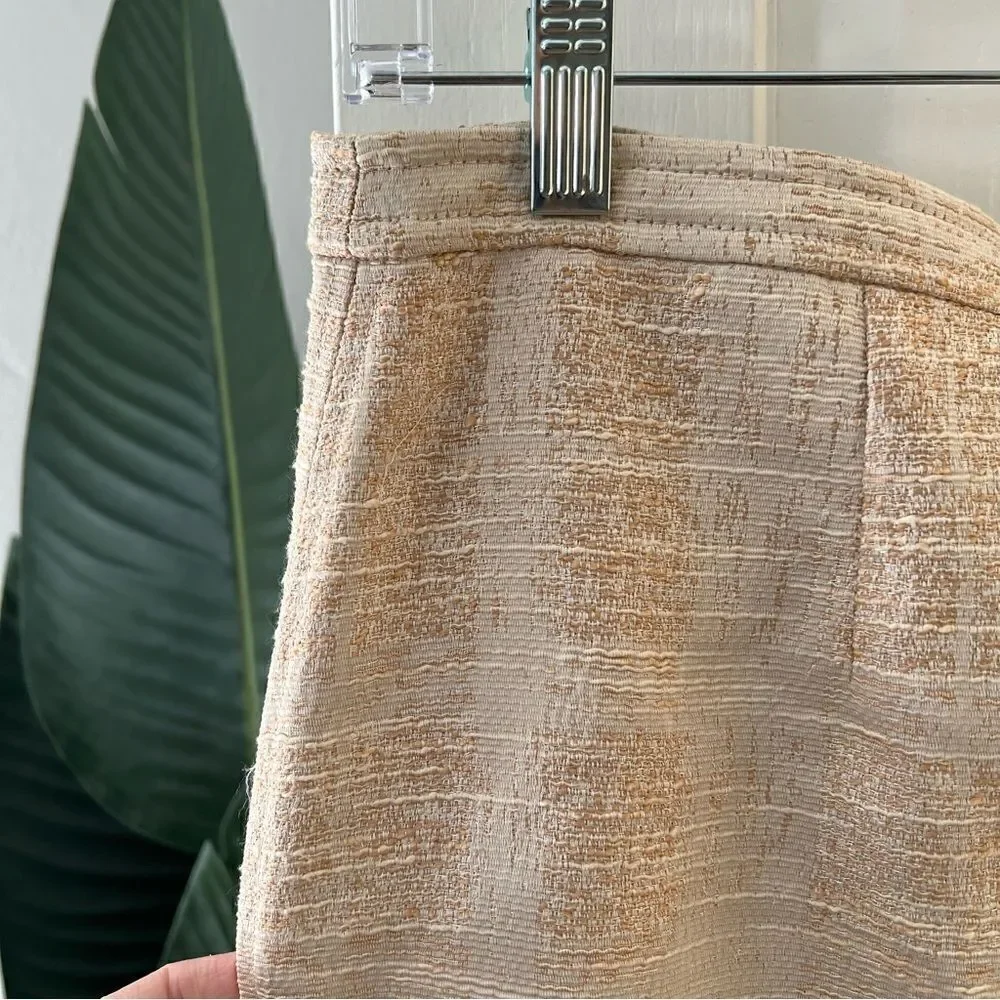Tory Burch Ivory Textured Midi Pencil Skirt